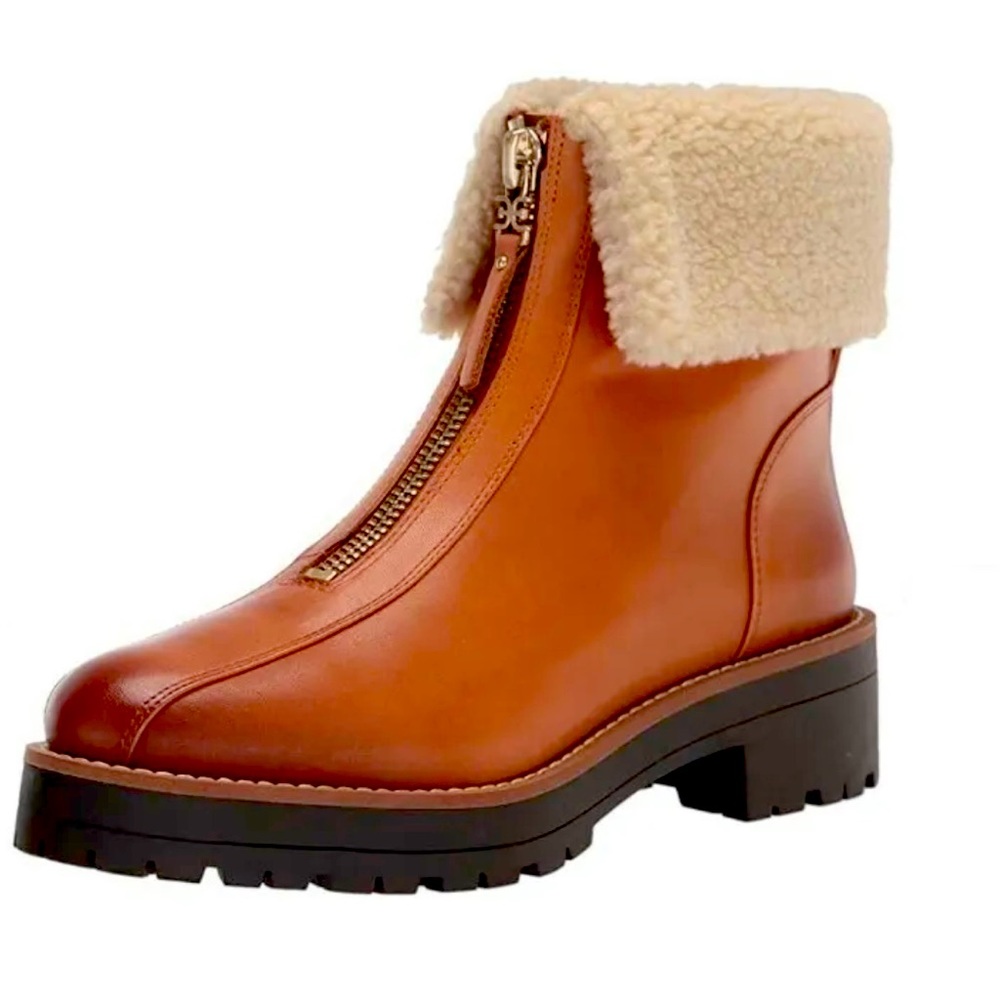 Sam Edelman Jacquie Leather Boots with Faux Fur, Sz. 8